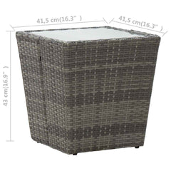 vidaXL Tea Table | Grey and transparent | PE rattan, steel, tempered glass 6