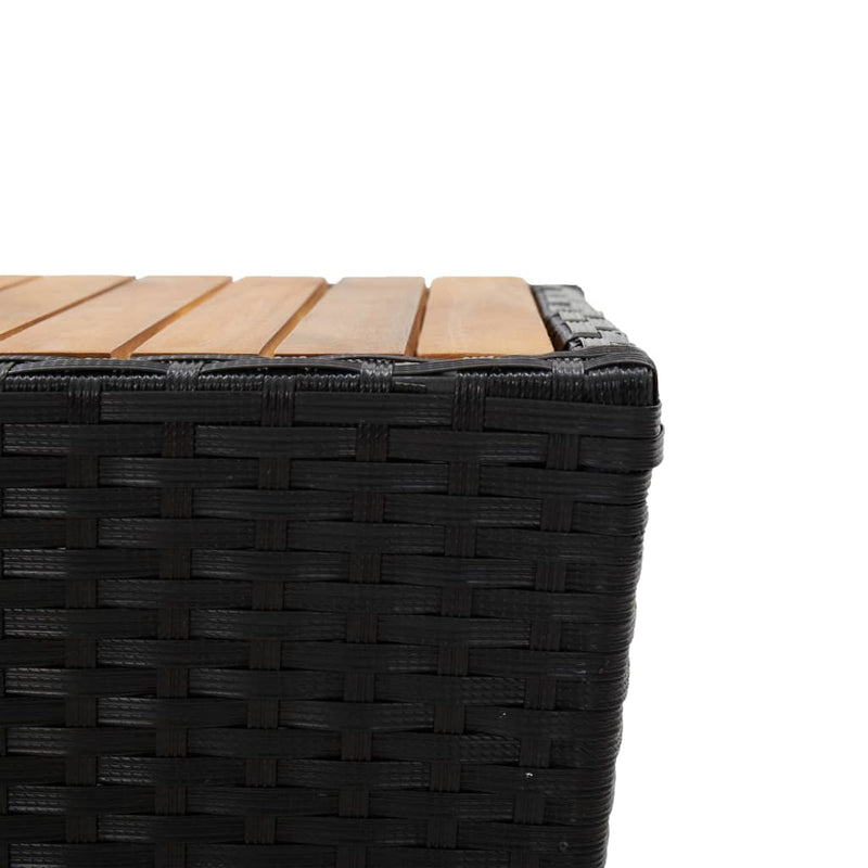 Tea Table Black 41.5x41.5x43cm Poly Rattan and Solid Acacia Wood