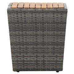 vidaXL Tea Table | Grey and natural wood | PE rattan, steel, solid acacia wood 2