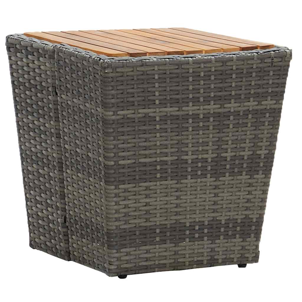 vidaXL Tea Table | Grey and natural wood | PE rattan, steel, solid acacia wood 3