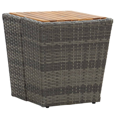 Tea Table Grey 41.5x41.5x43cm Poly Rattan and Solid Acacia Wood