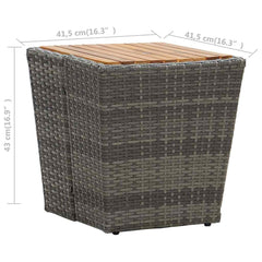 vidaXL Tea Table | Grey and natural wood | PE rattan, steel, solid acacia wood 6