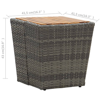 Tea Table Grey 41.5x41.5x43cm Poly Rattan and Solid Acacia Wood