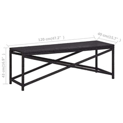 vidaXL Garden Bench 120 cm Poly Rattan Black 5