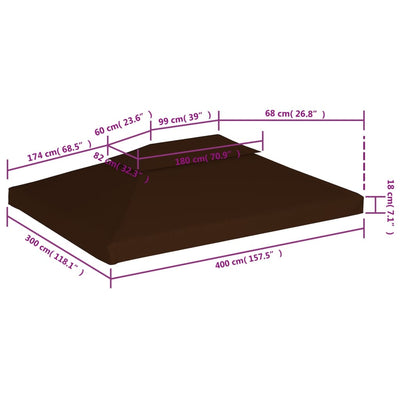 2-Tier Gazebo Top Cover 310 g/m² 4x3 m Brown