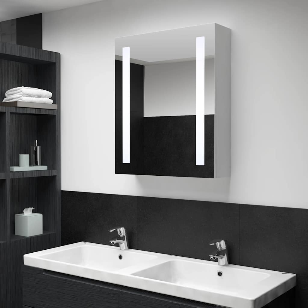 LED Bathroom Mirror Cabinet 50x13x70 cm White and silver