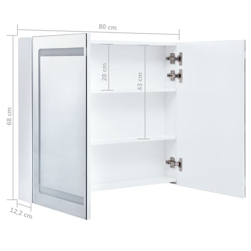 LED Bathroom Mirror Cabinet 80x12.2x68 cm