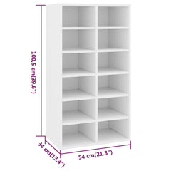 vidaXL Shoe Rack | White | Engineered wood | Approx. 54x34x100.5 cm | Shoe Rack 6