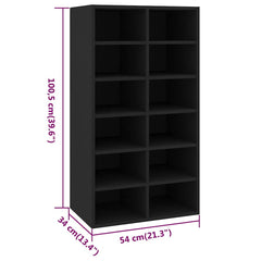 vidaXL Shoe Rack | Black | Engineered Wood | Medium | Shoe Rack | Rectangular 6