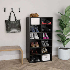 vidaXL Shoe Rack | Black | Engineered Wood | Medium | Shoe Rack | Rectangular 1