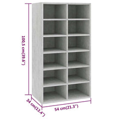 vidaXL Shoe Rack | Concrete Grey | Engineered Wood | Medium | Shoe Rack 6