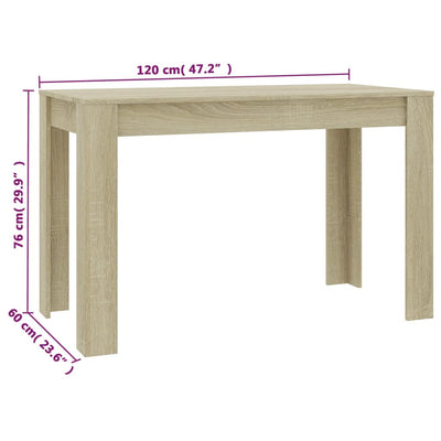 Dining Table Sonoma Oak 120x60x76 cm Engineered Wood