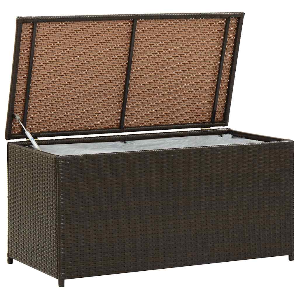 Garden Storage Box Poly Rattan Brown 100 x 50 x 50 cm