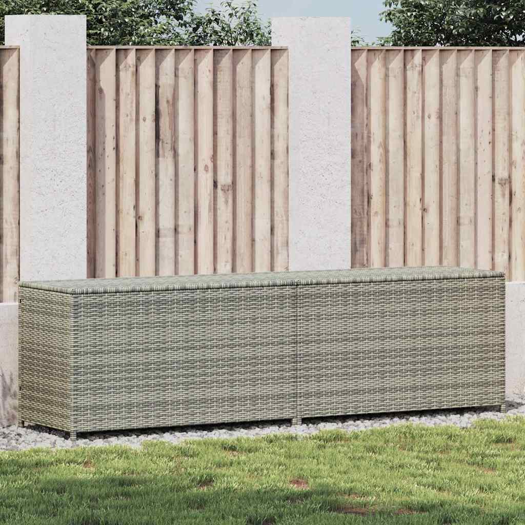 Garden Storage Box Poly Rattan Grey 200 x 50 x 60 cm