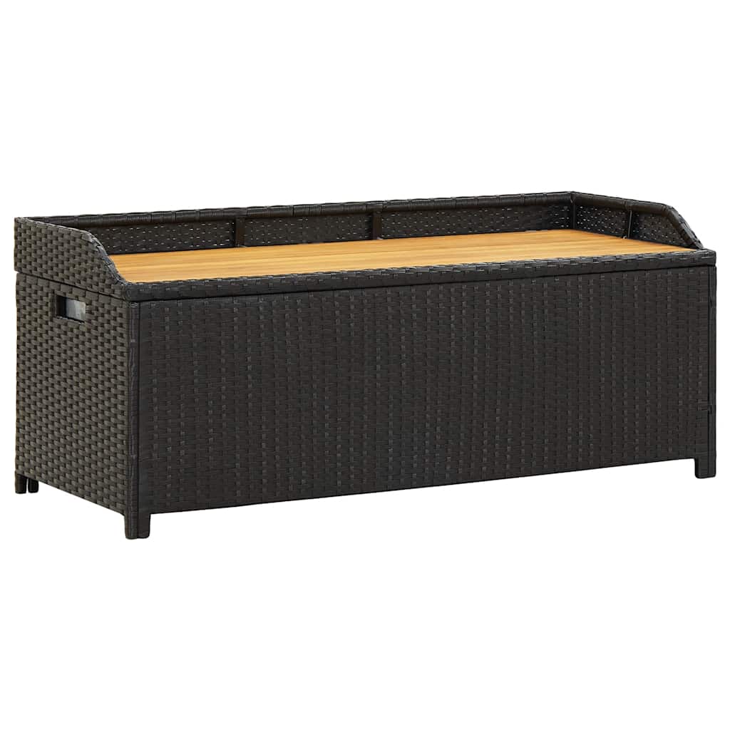 vidaXL Garden Storage Bench 120 cm Poly Rattan Black 2