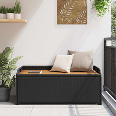 vidaXL Garden Storage Bench 120 cm Poly Rattan Black 3