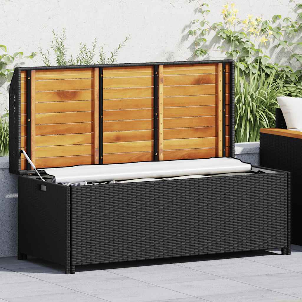 vidaXL Garden Storage Bench 120 cm Poly Rattan Black 1