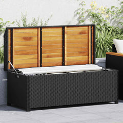 vidaXL Garden Storage Bench 120 cm Poly Rattan Black 1