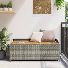 vidaXL Garden Storage Bench 120 cm Poly Rattan Grey 3