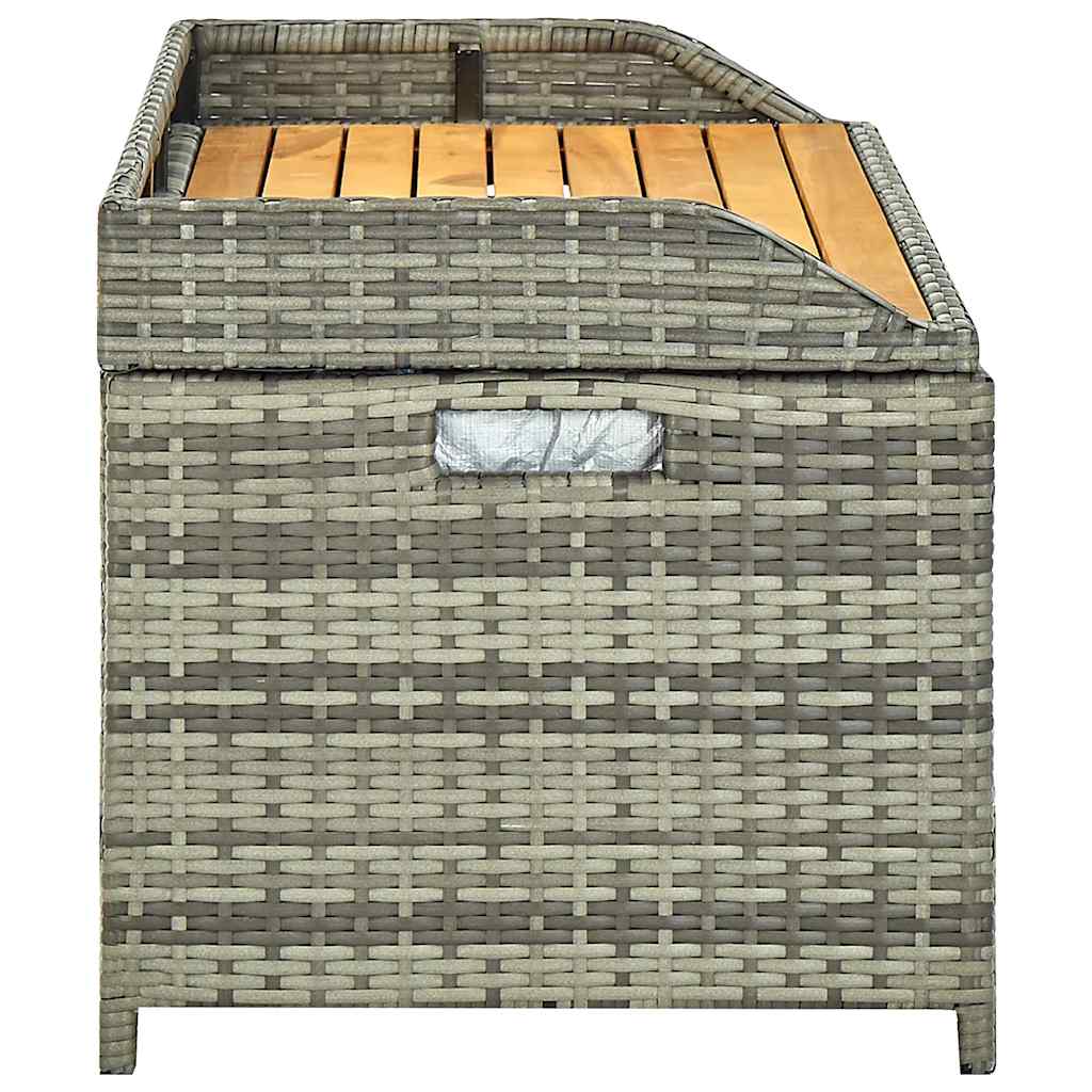 vidaXL Garden Storage Bench 120 cm Poly Rattan Grey 6