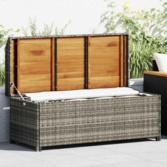 vidaXL Garden Storage Bench 120 cm Poly Rattan Grey 1