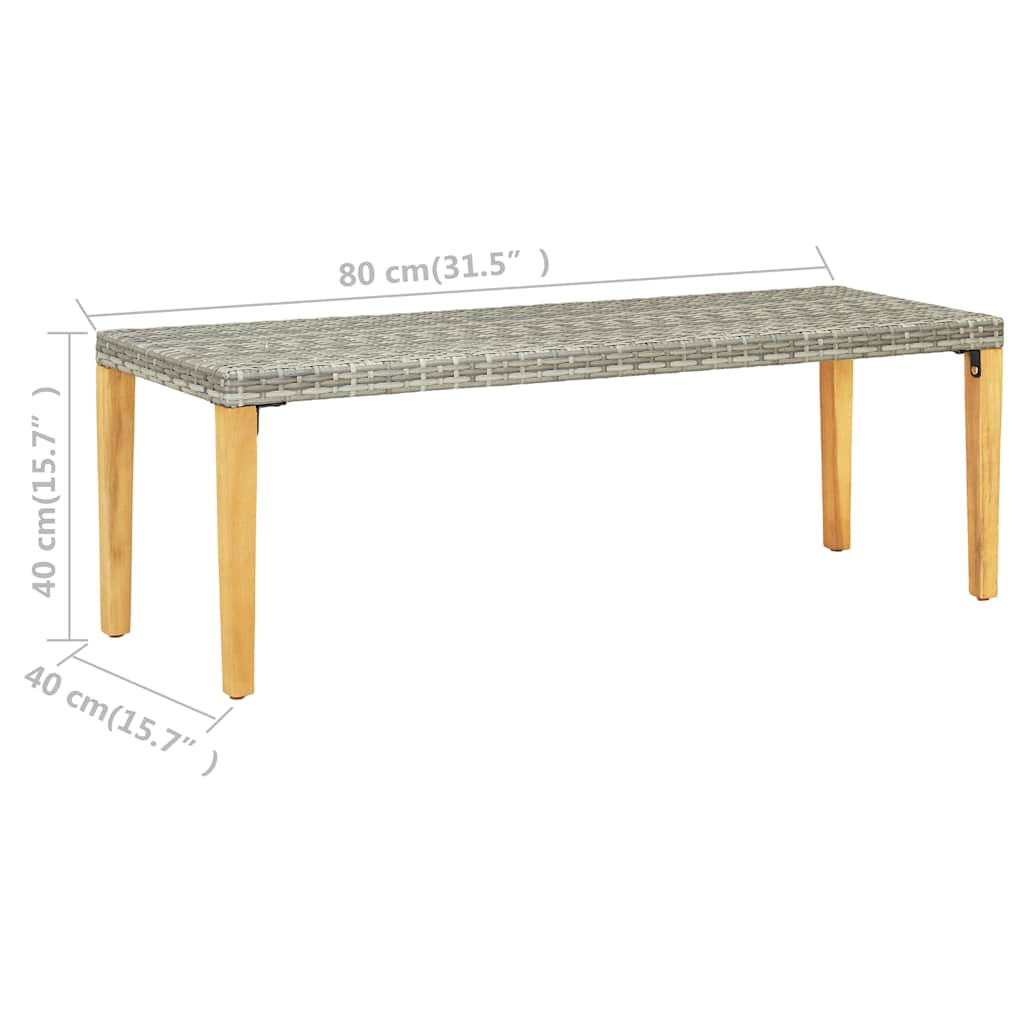 vidaXL Garden Bench 80 cm Poly Rattan Grey 5