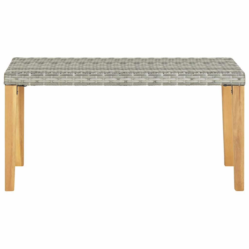 vidaXL Garden Bench 120 cm Grey Poly Rattan and Solid Acacia Wood 2
