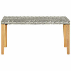 vidaXL Garden Bench 120 cm Grey Poly Rattan and Solid Acacia Wood 2