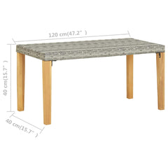 vidaXL Garden Bench 120 cm Grey Poly Rattan and Solid Acacia Wood 6