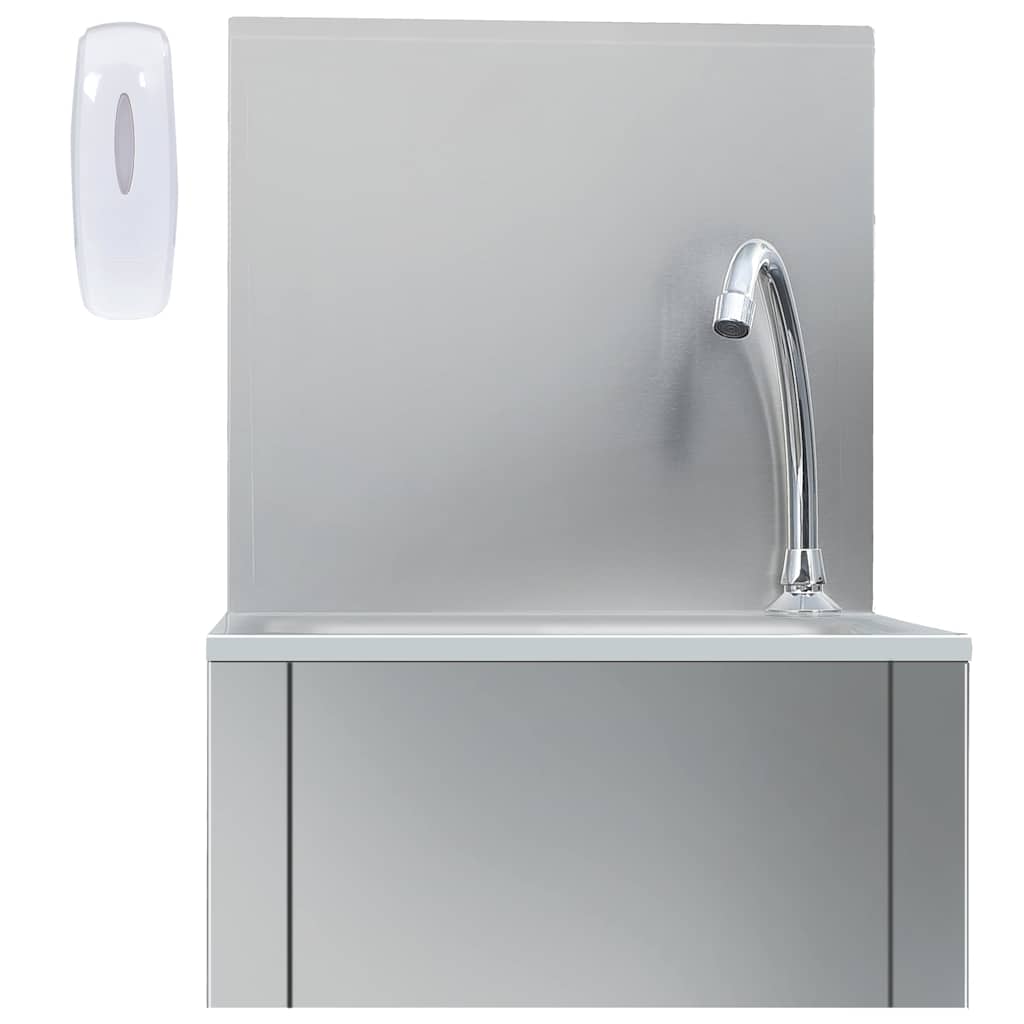 51114 vidaXL Hand Wash Sink with Faucet and Soap Dispenser Stainless Steel 3