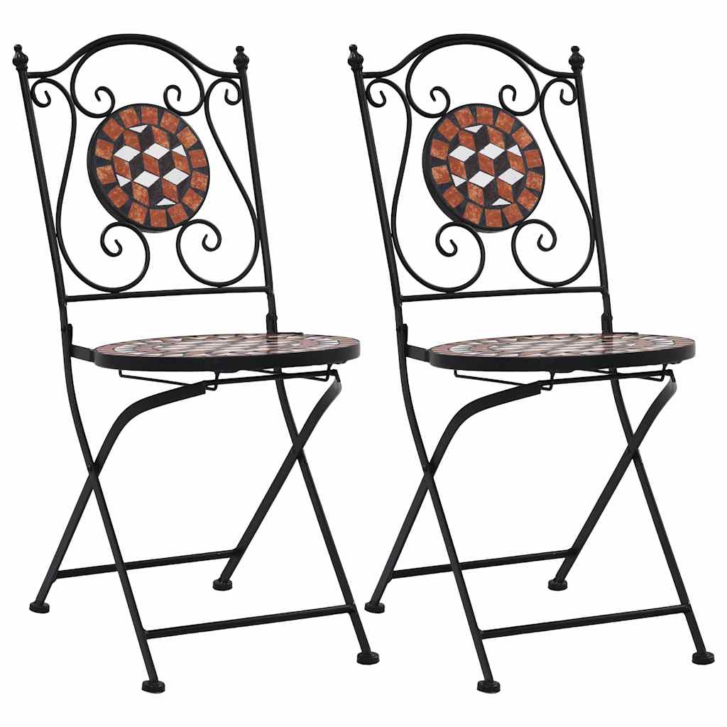 Mosaic Folding Chairs 2 pcs Brown