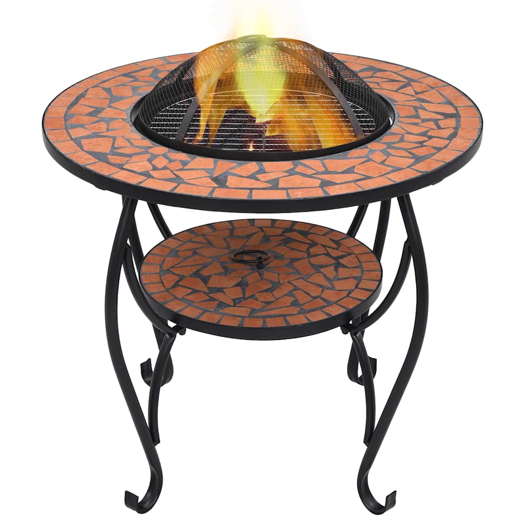 Mosaic Fire Pit Table 68 cm Ceramic Terracotta