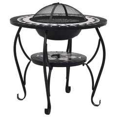 Mosaic Fire Pit Table 68 cm Ceramic Black