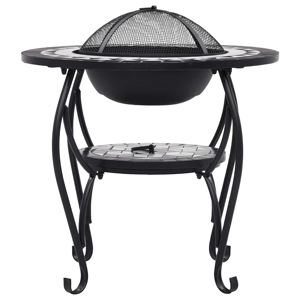 Mosaic Fire Pit Table 68 cm Ceramic Black