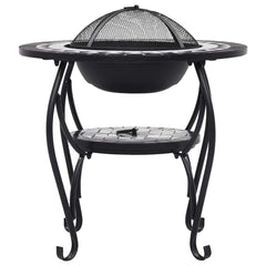 Mosaic Fire Pit Table 68 cm Ceramic Black