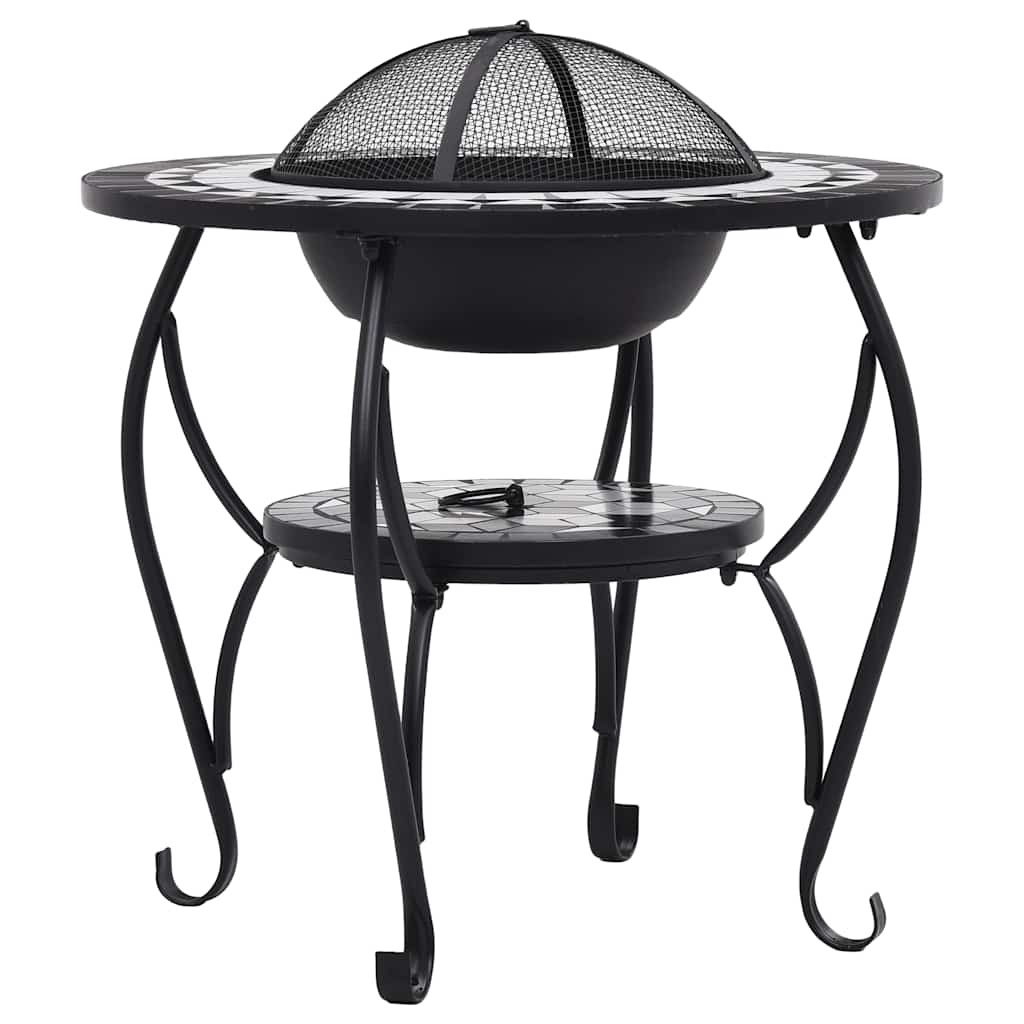 Mosaic Fire Pit Table 68 cm Ceramic Black