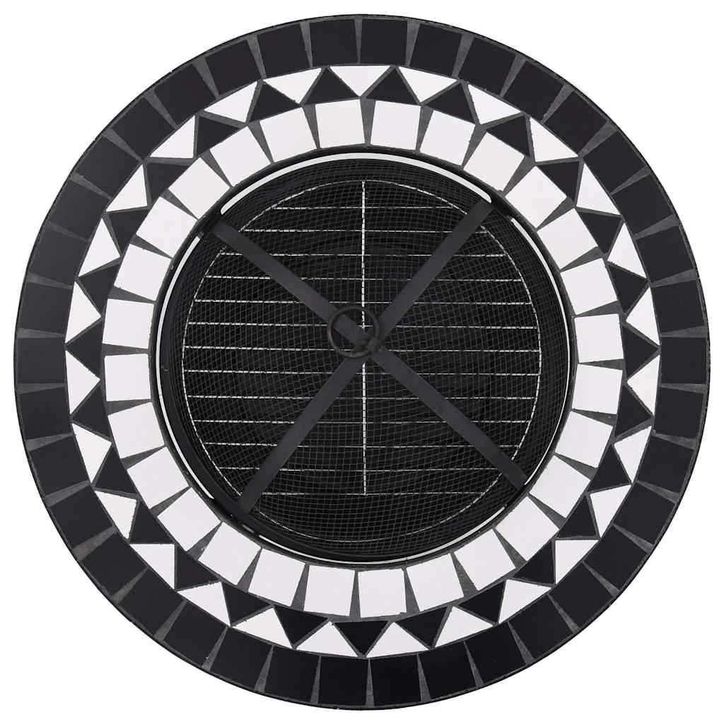 Mosaic Fire Pit Table 68 cm Ceramic Black