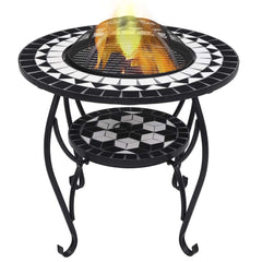 Mosaic Fire Pit Table 68 cm Ceramic Black