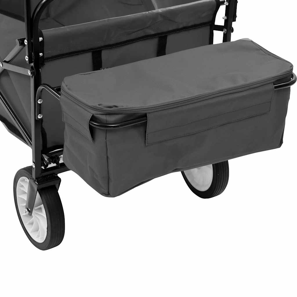vidaXL Folding Hand Trolley with Canopy Steel Grey 5