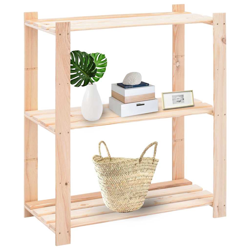 vidaXL 3-Tier Storage Rack 80x38x90 cm Solid Pinewood 150 kg 2