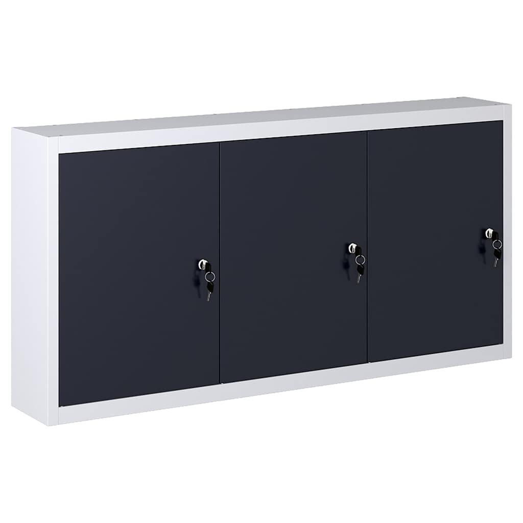 Wall Mounted Tool Cabinet Industrial Style Metal Grey and Black 120 x 19 x 60 cm