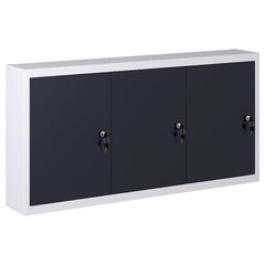 Wall Mounted Tool Cabinet Industrial Style Metal Grey and Black 120 x 19 x 60 cm