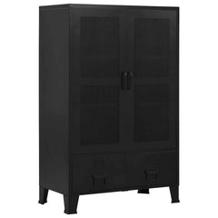 145355 vidaXL Office Cabinet with Mesh Doors Industrial Black 75x40x120 cm Steel 1