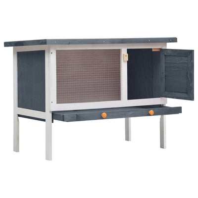 Outdoor Rabbit Hutch 1 Layer Grey Wood