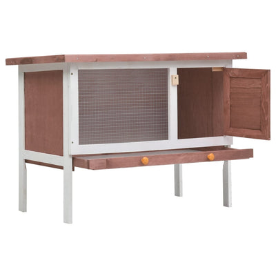 Outdoor Rabbit Hutch 1 Layer Brown Wood