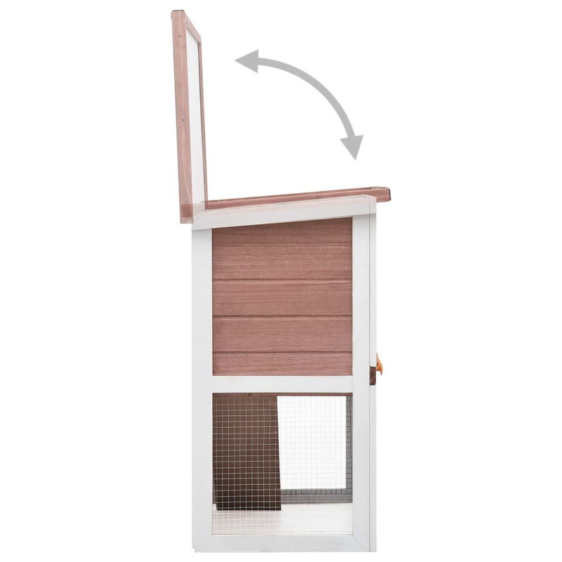 Outdoor Rabbit Hutch 1 Door Brown Wood