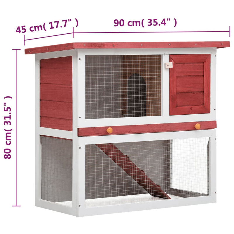 Outdoor Rabbit Hutch 1 Door Red Wood