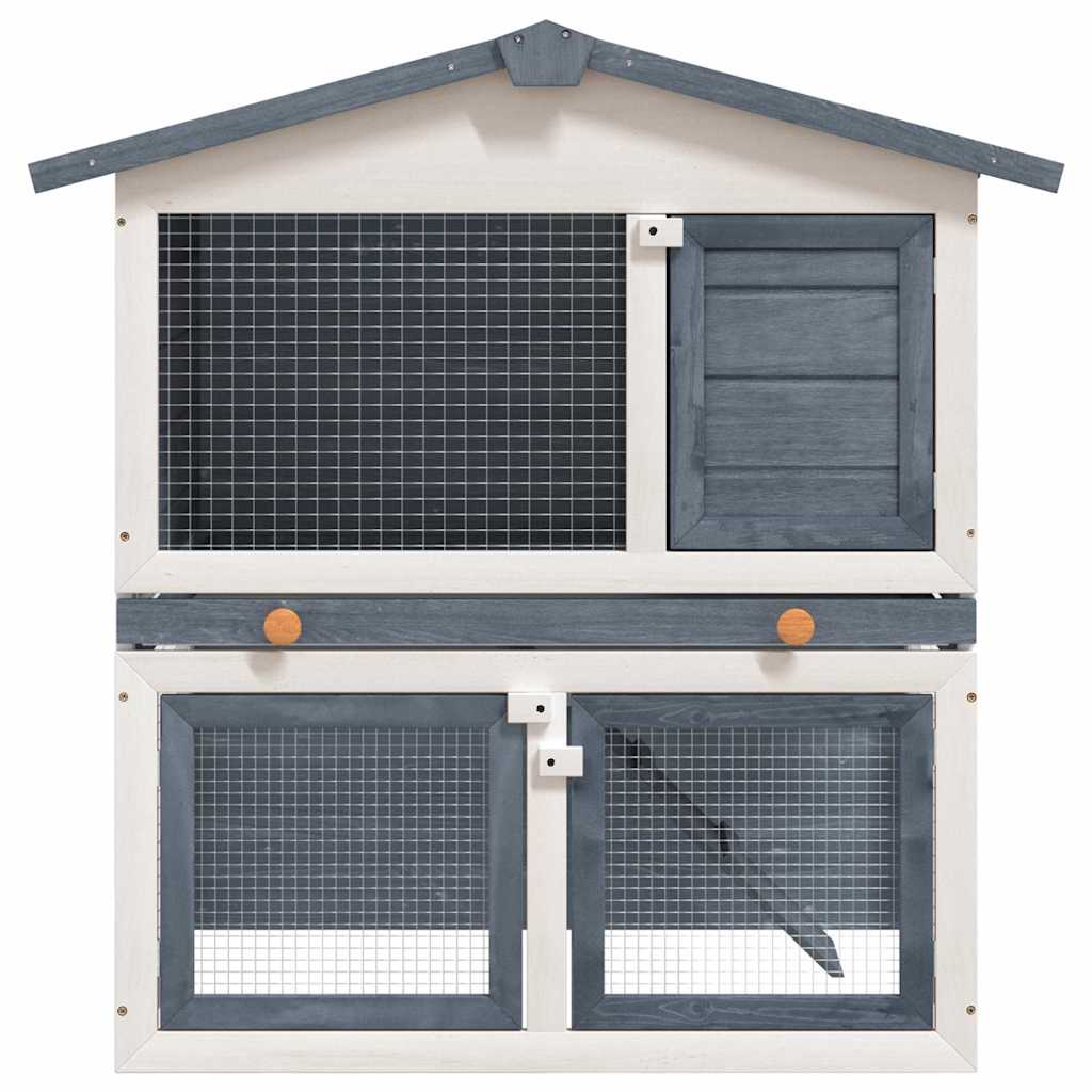 Outdoor Rabbit Hutch 3 Doors Wood Grey
