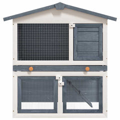 Outdoor Rabbit Hutch 3 Doors Wood Grey