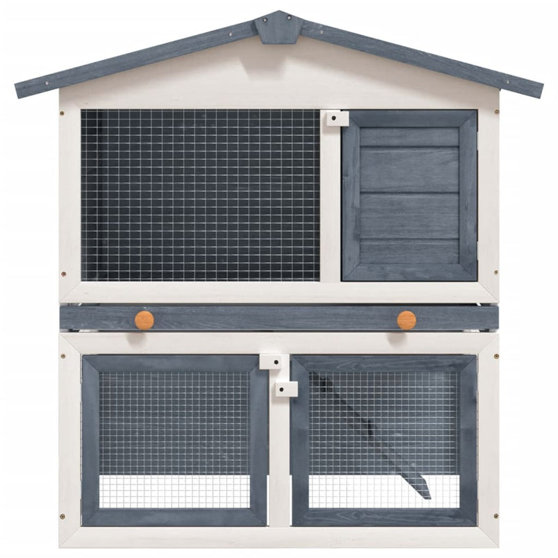 Outdoor Rabbit Hutch 3 Doors Grey Wood